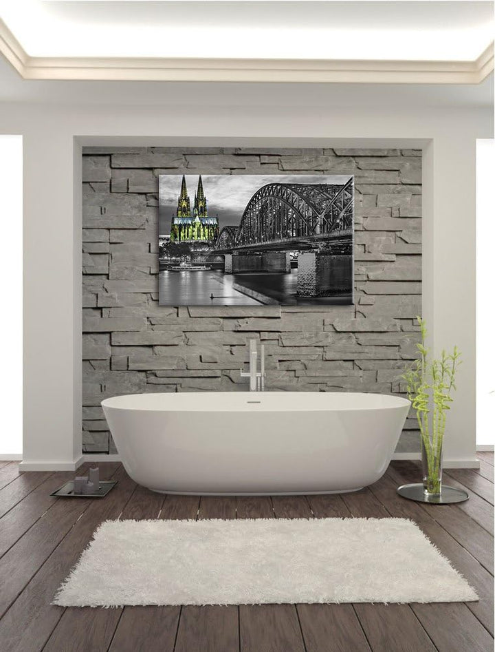 schöne Hohenzollernbrücke schwarz/weiss Format: 100x70 auf Leinwand, XXL riesige Bilder fertig gerah