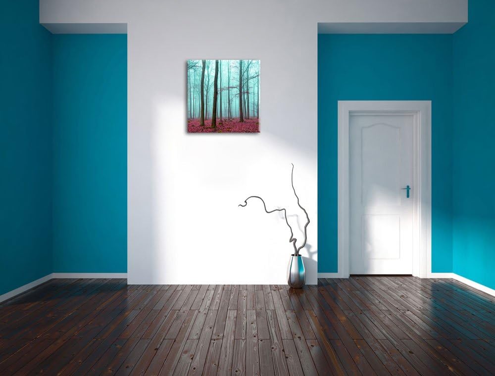 abstrakter Wald, Format: 70x70 auf Leinwand, XXL riesige Bilder fertig gerahmt mit Keilrahmen, Kunst