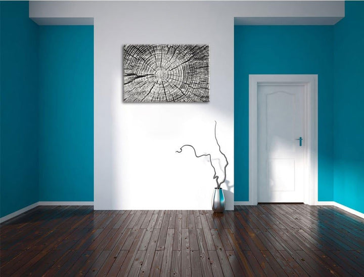 Baumstamm mit Jahresringen Deluxe Format: 100x70 cm auf Leinwand, XXL riesige Bilder fertig gerahmt