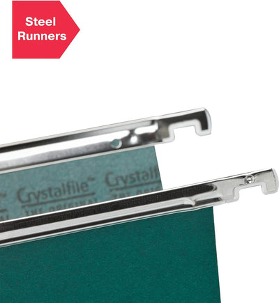 Rexel CrystalFile Classic Hängemappen (Manila-Karton, 15 mm V-Boden, Format Foolscap) 50 Stück grün