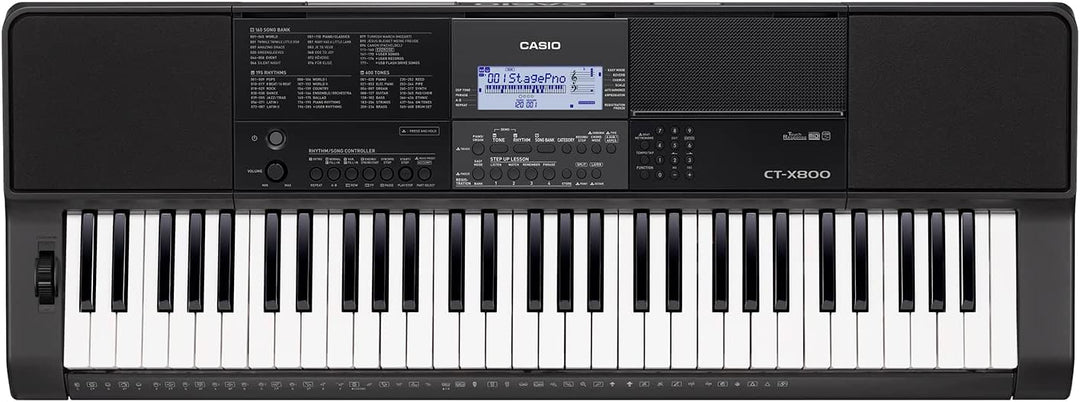 Casio CT-X800 Keyboard mit 61 anschlagdynamischen Standardtasten und Begleitautomatik Single, Single