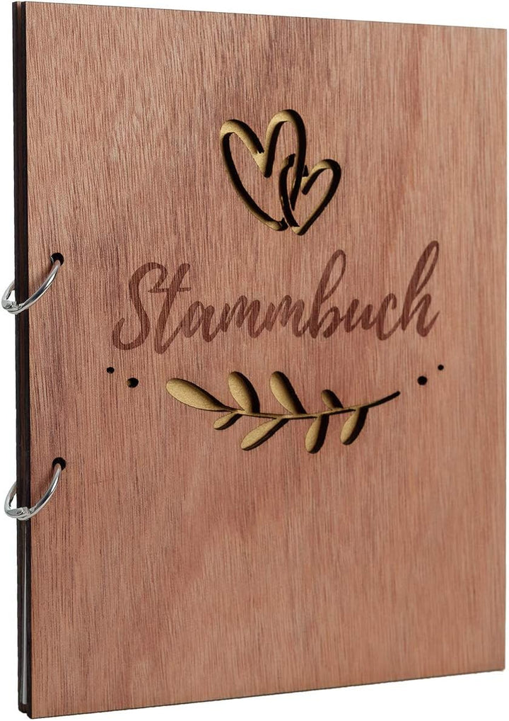 Hochzeitideal Stammbuch der Familie Familienstammbuch Holzcover inkl. Lasergravur (Serie Fiore)