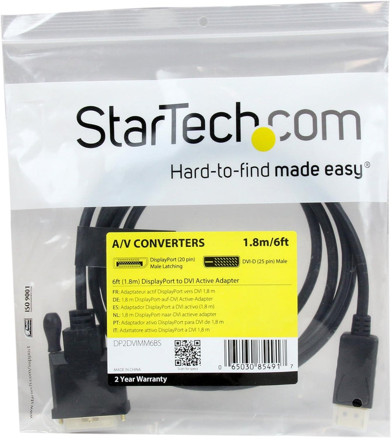 StarTech.com1,8 m DisplayPort auf DVI-Kabel - Monitorkabel - Display auf DVI - DP auf DVI-Kabel - Ak