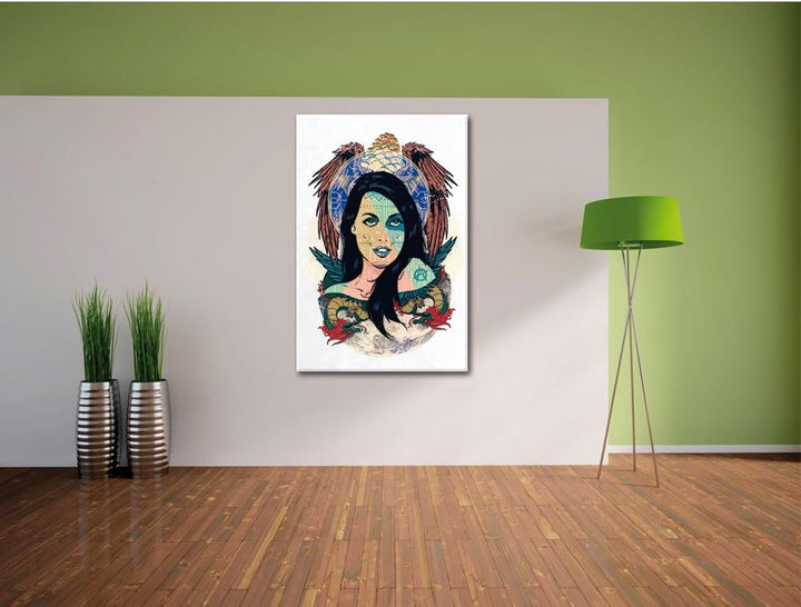 Pixxprint Moon Spirit White Bild auf Leinwand, XXL riesige Bilder fertig gerahmt mit Keilrahmen, Kun