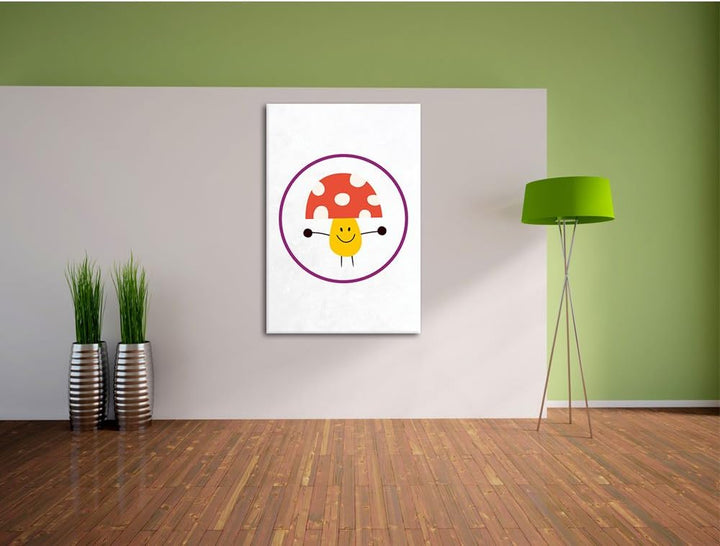 Pixxprint Süsser Pilz als Leinwandbild/Grösse: 100x70 cm/Wandbild/Kunstdruck/fertig bespannt 70x100,