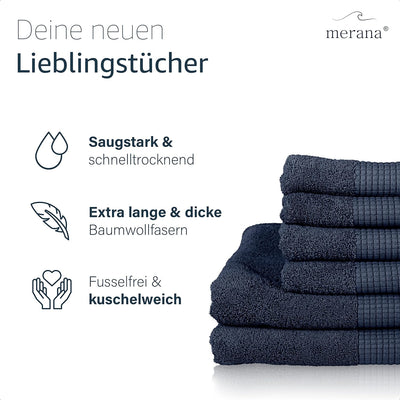 Merana Rome Handtuch Set | saugstark, weich und fusselfrei | Frottier Luxus Qualität | 100% Baumwoll
