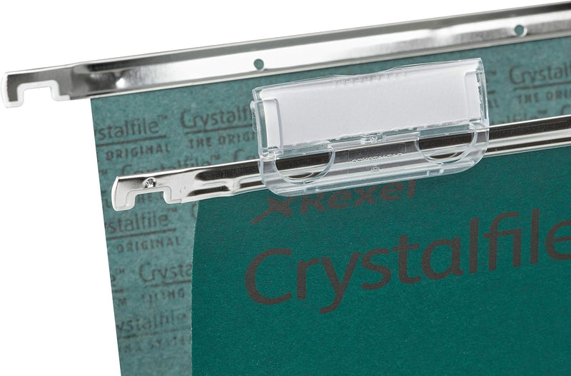 Rexel CrystalFile Classic Hängemappen (Manila-Karton, 15 mm V-Boden, Format Foolscap) 50 Stück grün