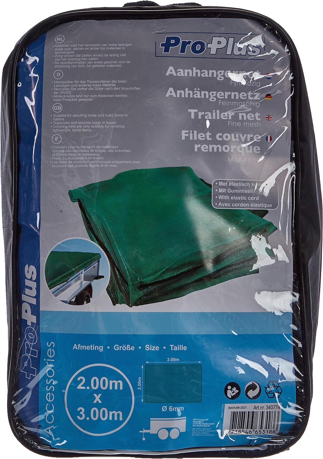 ProPlus Anhängernetz feinmaschig mit Gummiseil (200 x 300 cm)