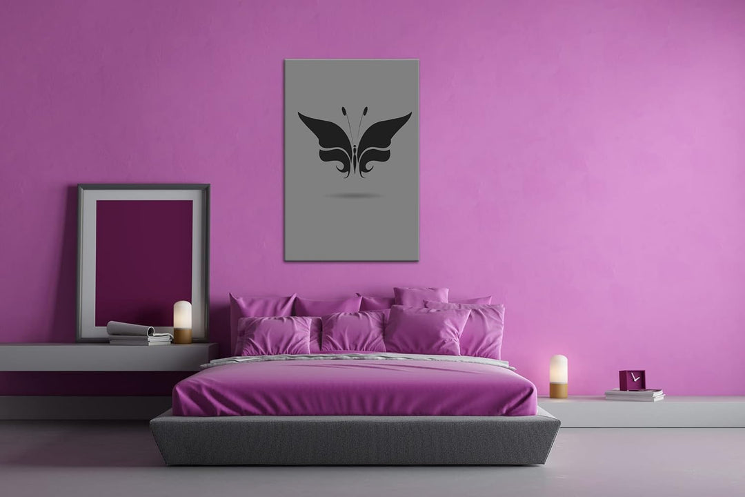 deyoli Schmetterling Logo Format: 80x60 Effekt: Schwarz&Weiss als Leinwandbild, Motiv fertig gerahmt