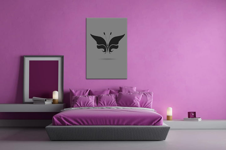 deyoli Schmetterling Logo Format: 80x60 Effekt: Schwarz&Weiss als Leinwandbild, Motiv fertig gerahmt