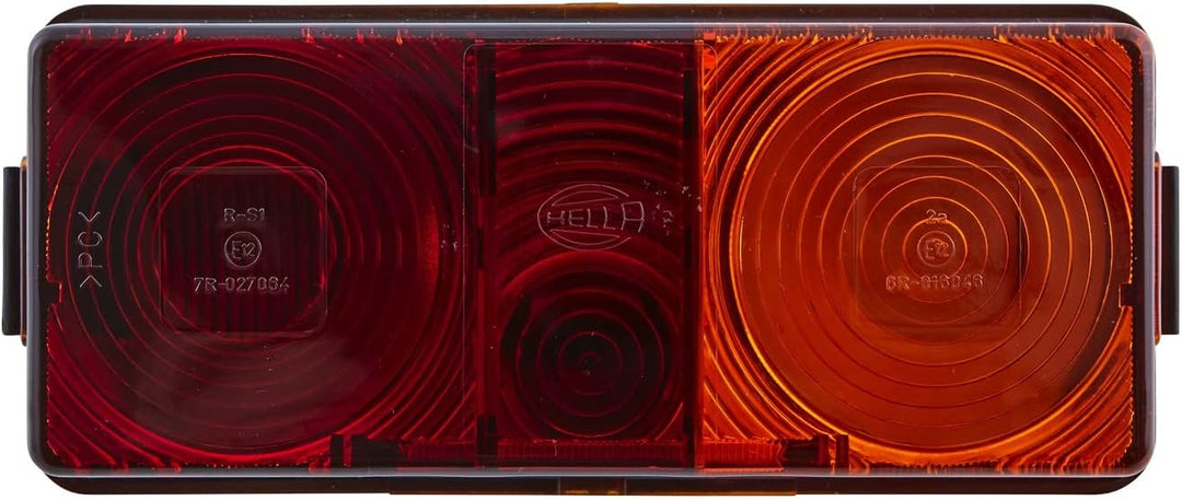 HELLA - Heckleuchte - Glühlampe - 12/24V - Anbau/geschraubt - Lichtscheibenfarbe: rot/gelb - Stecker