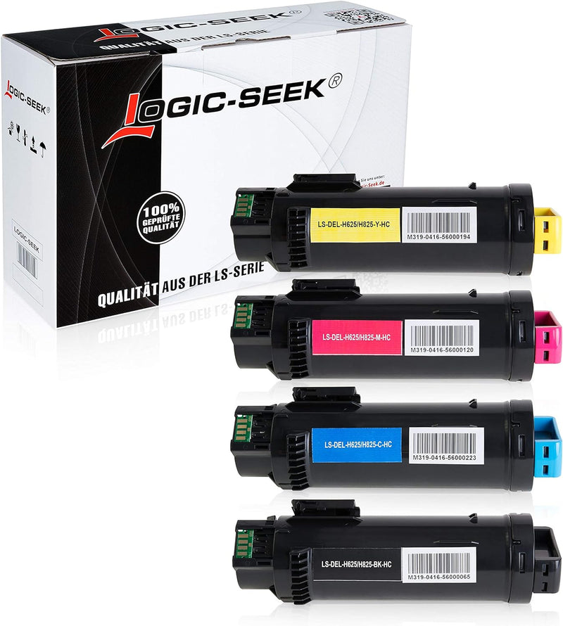 Logic-Seek 4 Toner kompatibel mit Dell H625 H825 CDW H820 Series S2825 CDN - Schwarz 3.000 Seiten, C