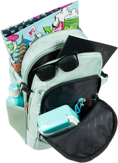 Walker 42041-067 - Schulrucksack Fame 2.0 "Uni Dark Mint" mit 2 Fächern, Vorderfach mit Organizer, S