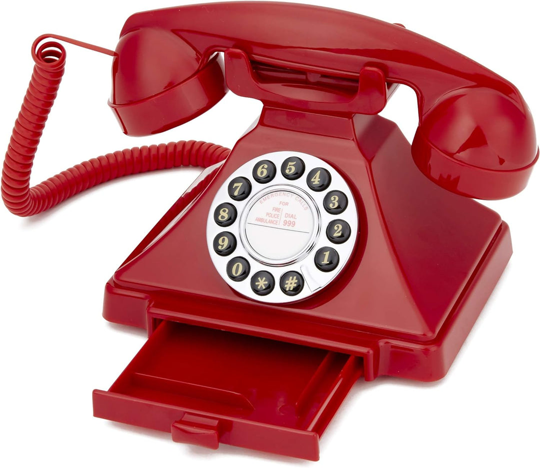 GPO 1929 S Classic Carrington Retro Drucktasten-Telefon 20er Jahre Design mit ausziehbarer Schublade