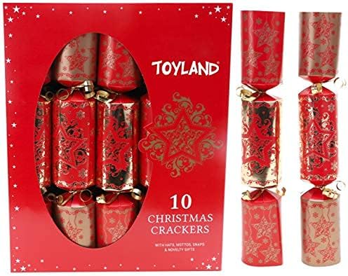 Toyland® 10 Deluxe Gold und Rot – Hüte, Mottos und originelles Geschenk inklusive – Druckknopf Nicht