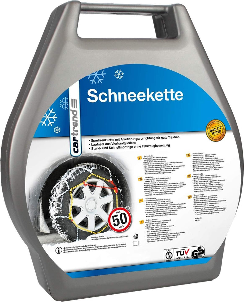 cartrend Schneeketten Auto Schneekette mit ÖNORM im Kunststoffkoffer, 2er-Set "Safety" Grösse 40, Gr