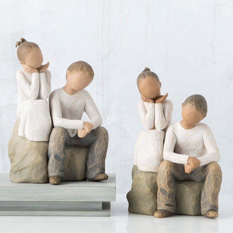 Enesco Willow Tree 26187 Figur Bruder und Schwester, 7,6 x 3,8 x 14 cm, Natur, Bruder und Schwester