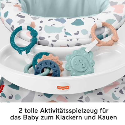 Fisher-Price HPF45 - transportabler Baby-Stuhl mit Ablage und 2 Babyspielzeugen, Bodensitz, Babyzube