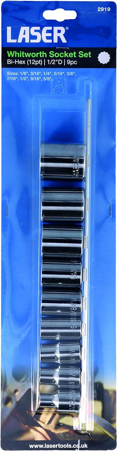 Laser 2919 Laser 2919 Steckschlüssel-Sortiment Whitworth 9-teilig