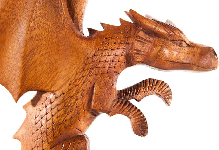 Windalf Wandbild Draco 33 cm Drache rechts schauend Holzbild Handarbeit aus Holz