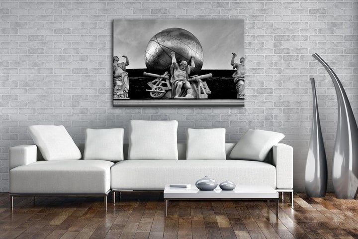 deyoli Atlas Skulptur in Vienna Österreich Effekt: Schwarz/Weiss Format: 100x70 als Leinwand, Motiv