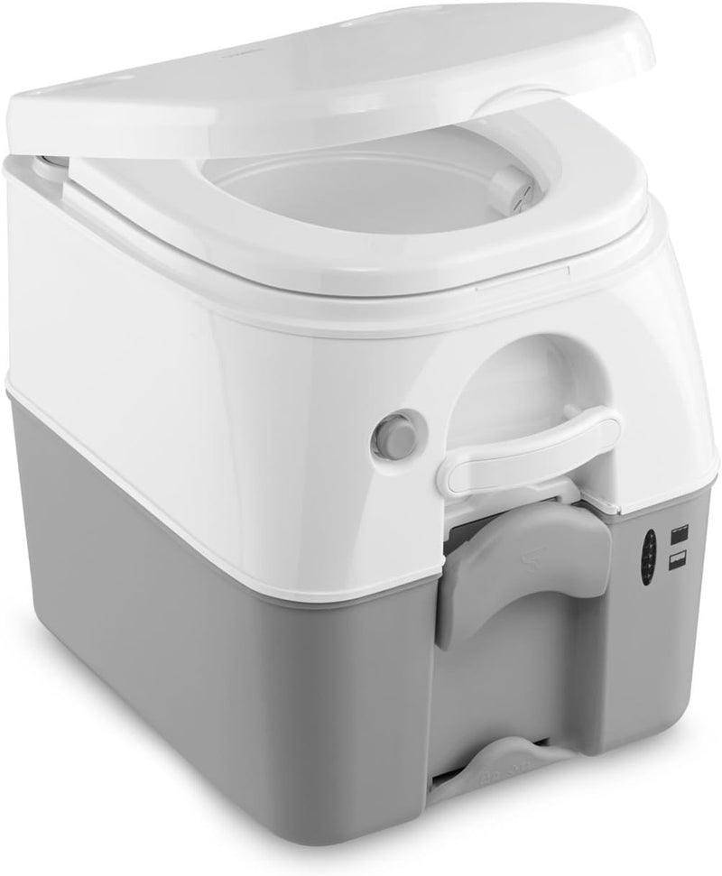 Dometic Portable 976 Camping-Toilette mit 360° Druckspülung I Abwassertank 18.9 Liter I Weiss/Grau T