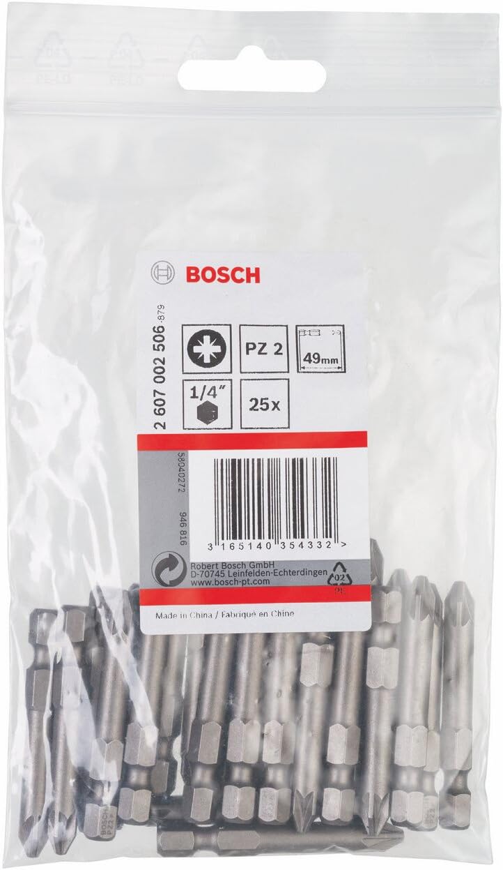 Bosch Professional Bit Extra-Hart für Pozidriv-Kreuzschlitzschrauben (PZ2, Länge: 49 mm, 25 Stück) 4