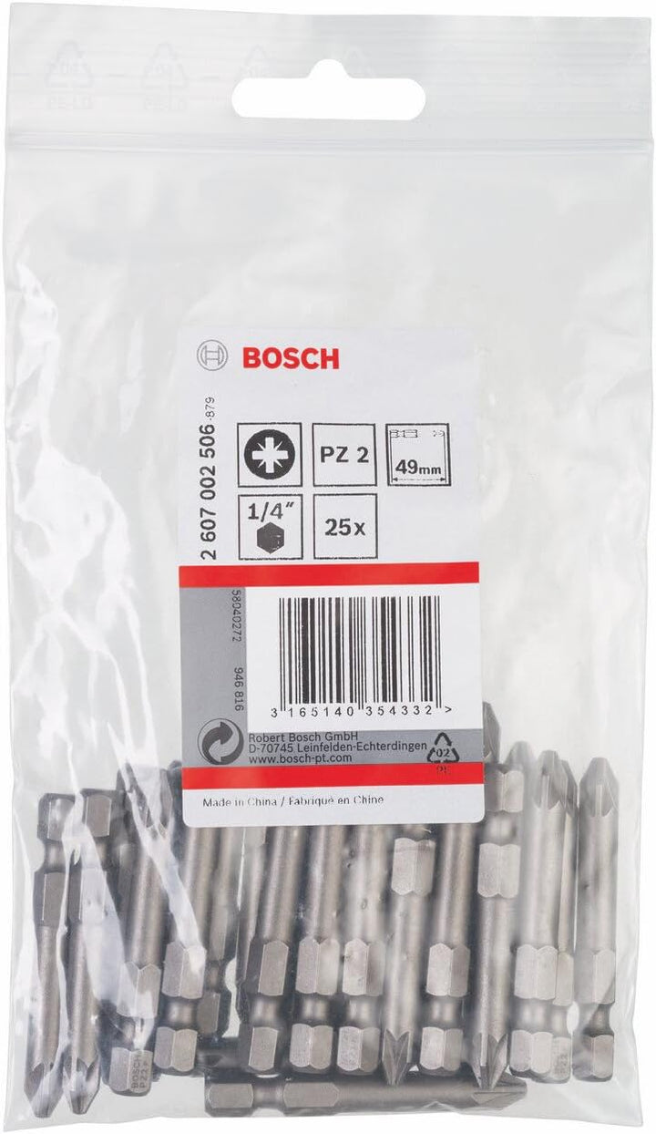Bosch Professional Bit Extra-Hart für Pozidriv-Kreuzschlitzschrauben (PZ2, Länge: 49 mm, 25 Stück) 4