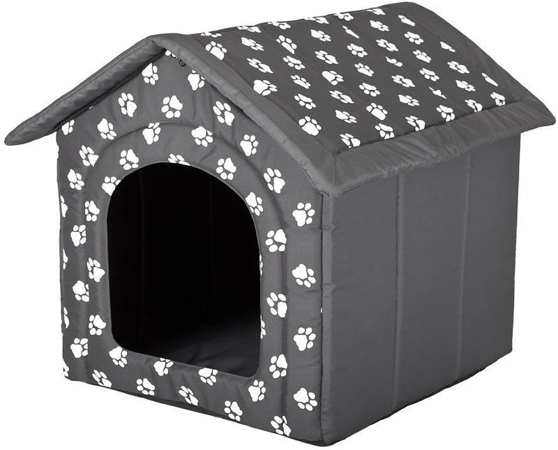 Hobbydog R2 BUDSWL4 Doghouse R2 44X38 cm Grey with Paws, S, Gray, 700 g