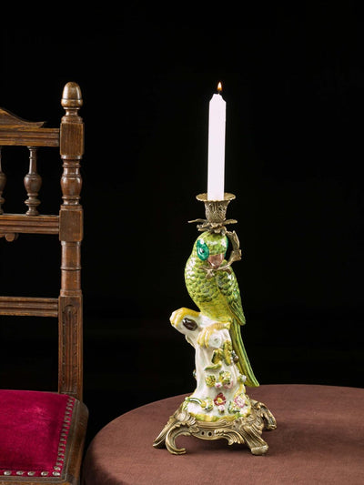 aubaho Papagei Kerzenständer Porzellan Antikstil Kerzenleuchter 37cm Candlestick Parrot