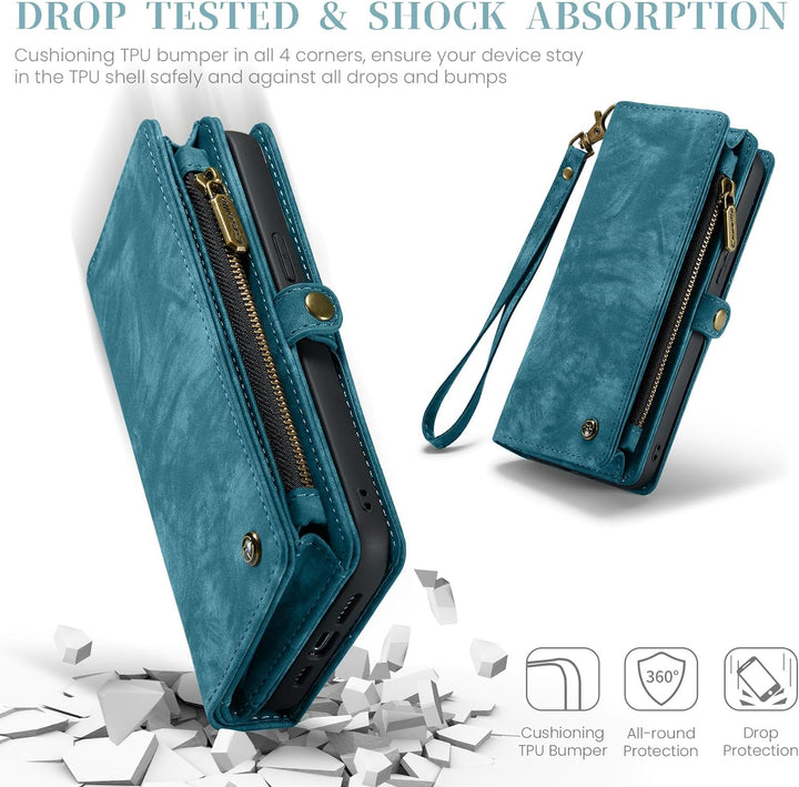 UFinetech für iPhone 15 Plus Hülle, Flip Leder TPU Stossfeste Kartenfach Tasche Handyhülle für iPhon