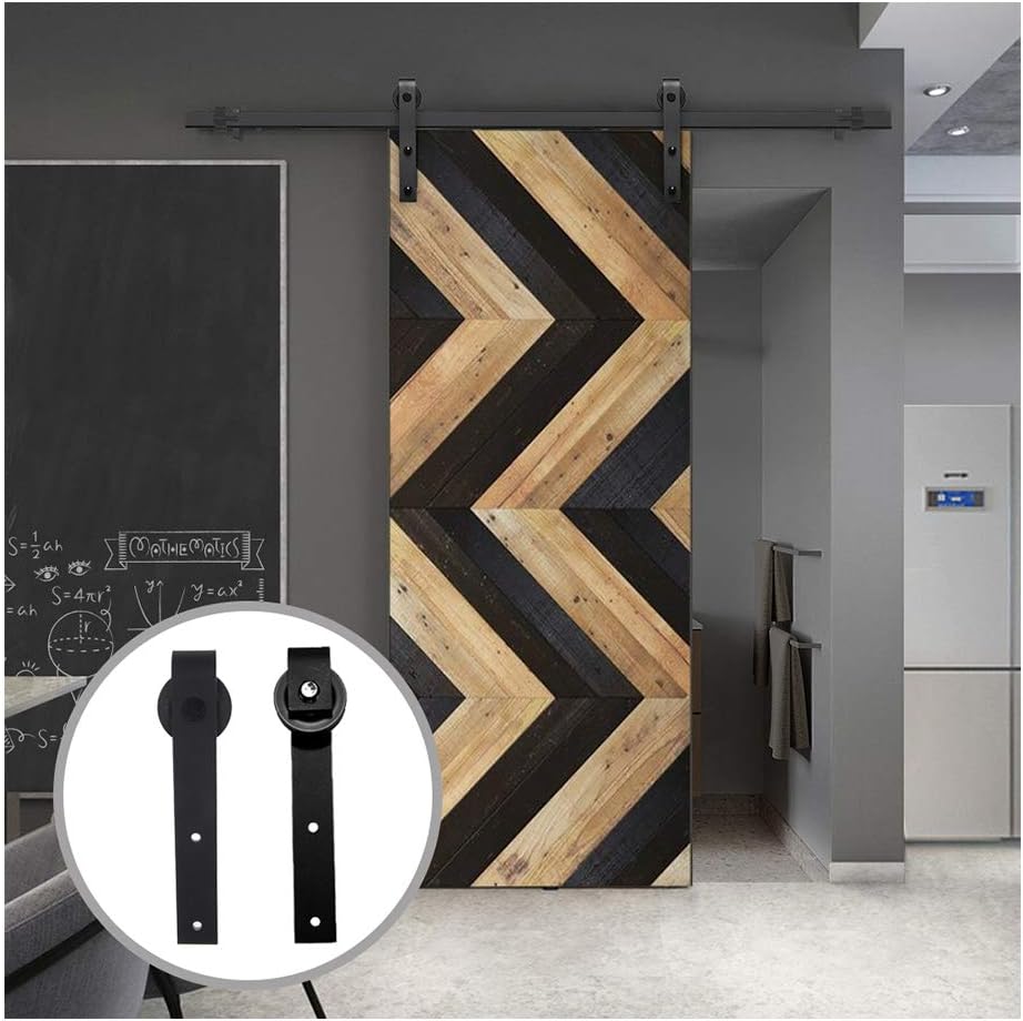 LWZH 5FT/152 cm Schiebetürbeschlag Set Barn Door Hardware Kit Laufschienen für Schiebetür Hängeschie
