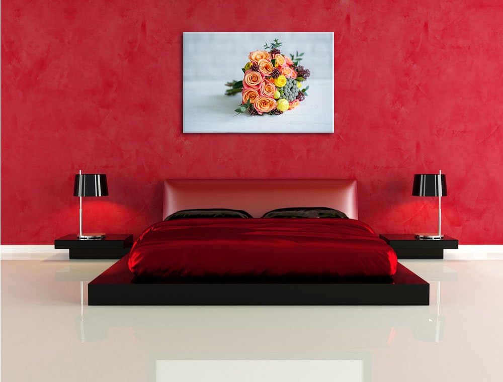 Romantischer Blumenstrauss, Format: 100x70 auf Leinwand, XXL riesige Bilder fertig gerahmt mit Keilr