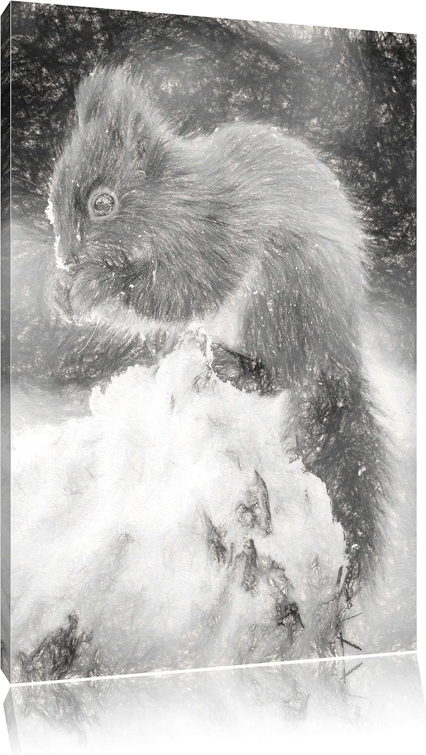 Pixxprint Kleines Eichhörnchen im Winter als Leinwandbild/Grösse: 100x70 cm/Wandbild/Kunstdruck/fert