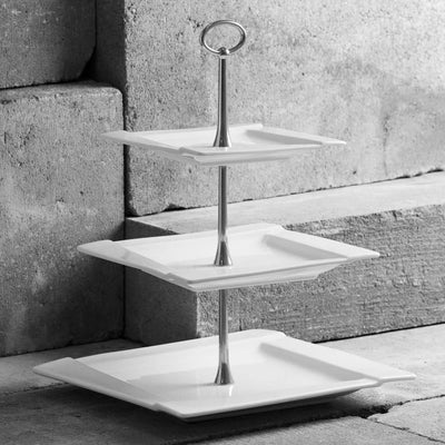 AMBITION Etagere Porzellan 3 stöckig Kubiko 25 x 25 cm quadratischer Tortenständer für Obst Törtchen