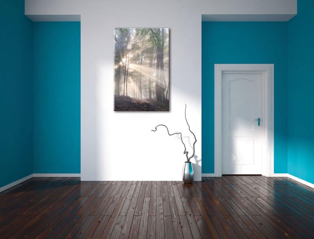 diesiger Waldweg, Format: 100x70 auf Leinwand, XXL riesige Bilder fertig gerahmt mit Keilrahmen, Kun