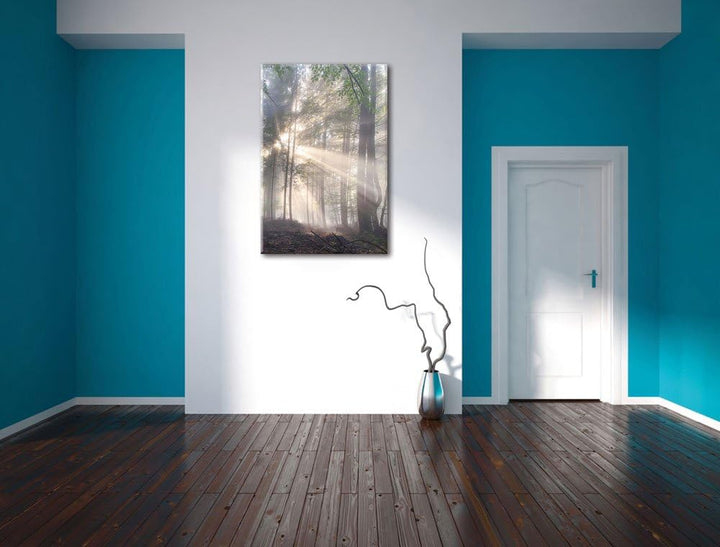 diesiger Waldweg, Format: 100x70 auf Leinwand, XXL riesige Bilder fertig gerahmt mit Keilrahmen, Kun