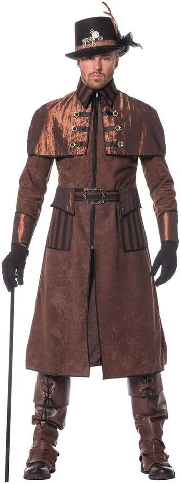shoperama Steampunk Herren Mantel Braun/Schwarz Kostüm Jacke viktorianisch Industrial hochwertig 48,