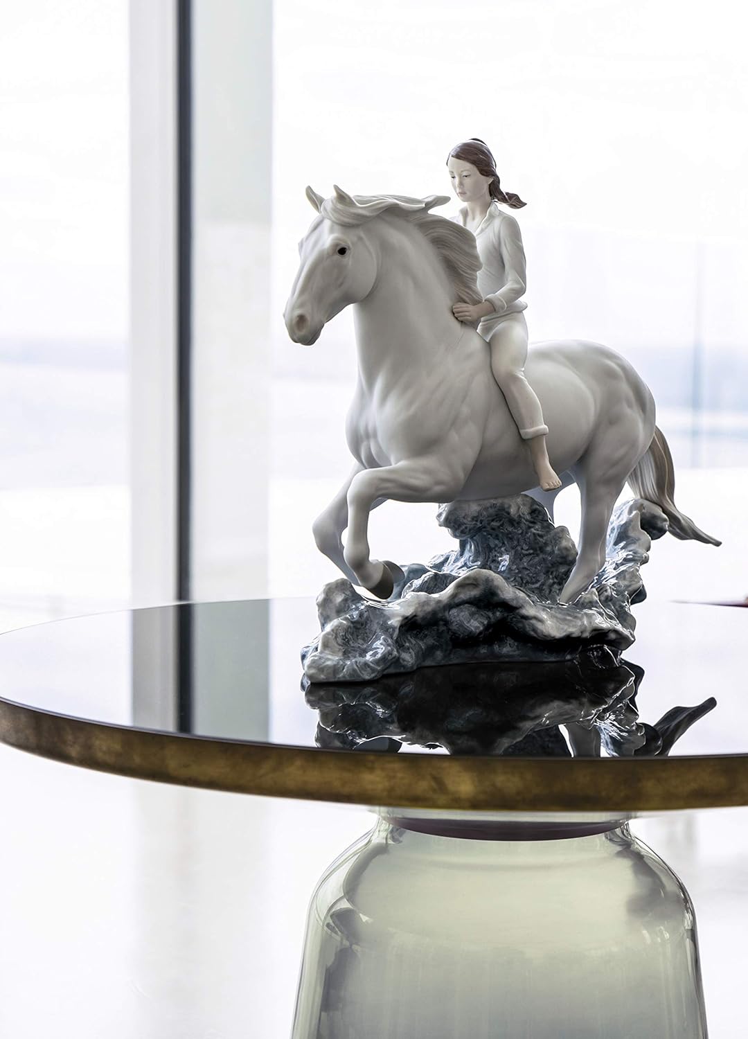 LLADRÓ Frauen-Figur Galopp Im Meer. Frau Pferd. Porzellan.