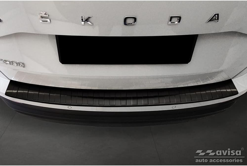 Avisa Schwarz Edelstahl Heckstossstangenschutz kompatibel mit Skoda Karoq Facelift 2022- + Sportline