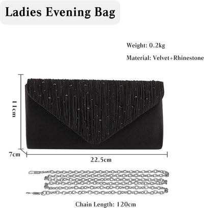 CORIOS Damen Abendtasche Glitter Strass Clutch Tasche Envelope Henkeltasche Glänzend Umhängetasche G