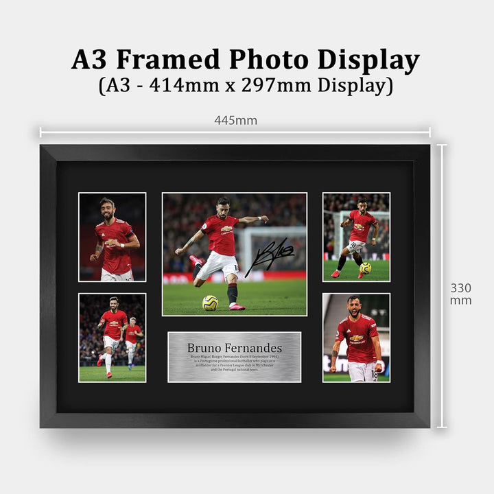 HWC Trading A3 FR Bruno Fernandes Gifts Autogramm-Bild für Fans und Fans Bruno Fernandes Display (A3