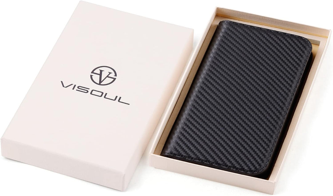 VISOUL iPhone 13 Pro Hülle, Handyhülle [100% Karbonfaser-Leder] [RFID Schutz] [Schützt vor Stoss] [S