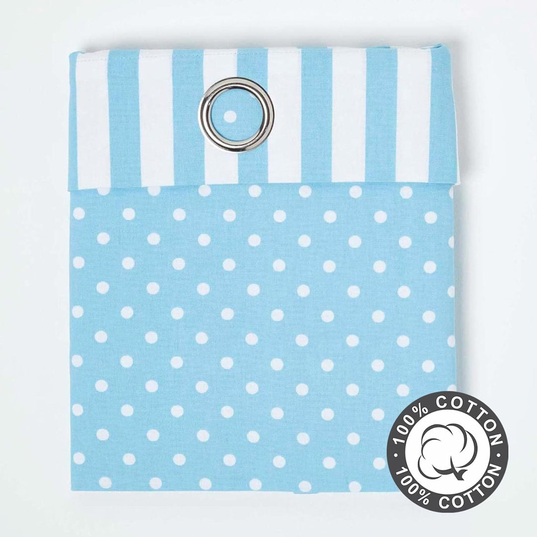 Homescapes Kindervorhang Junge Kinderzimmer Ösenvorhang Dekoschal Polka Dots 2er Set blau weiss 137