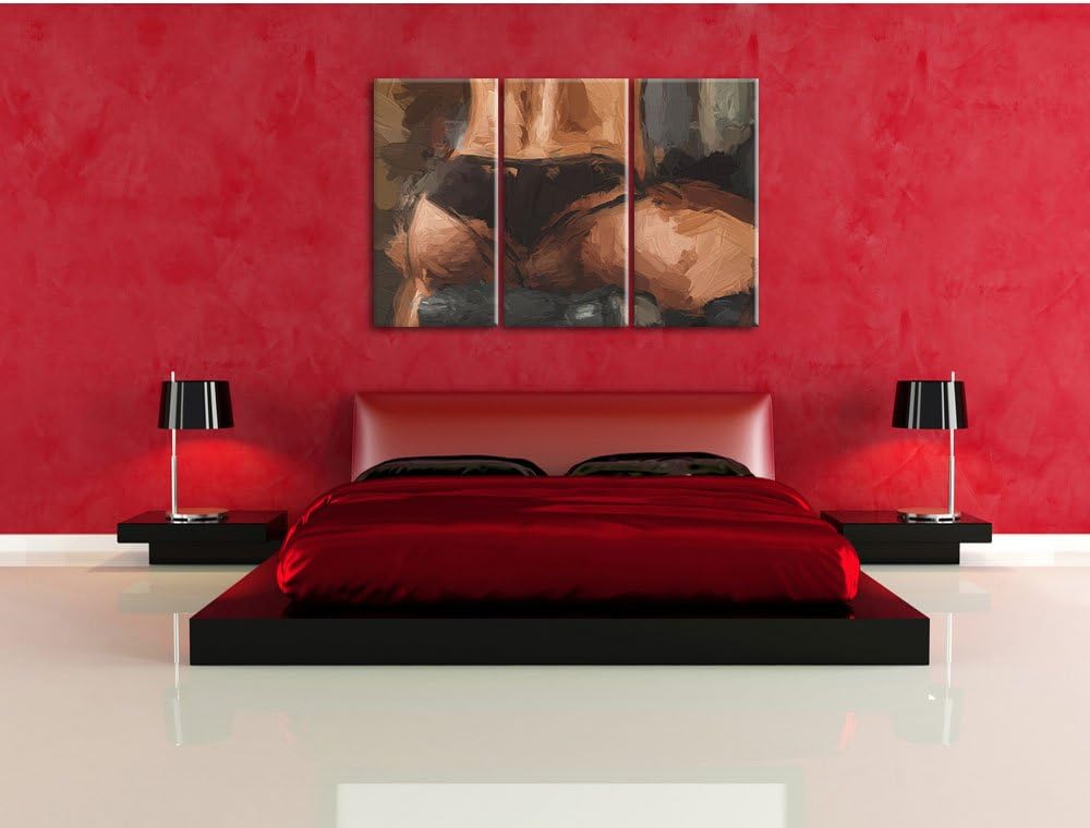 Pixxprint Frauenkörper von hinten als Leinwandbild/Grösse: 3 Teilig (120x80) cm/Wandbild/Kunstdruck/