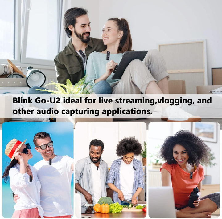 Saramonic Blink GO U2 Wireless Lapel Microphones, Dual-Channel 2.4GHz USB C Wireless Lavalier Microp