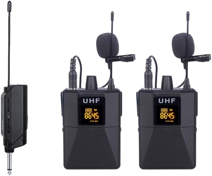 E-Lektron U-2B universal doppel Lavalier Funk-Mikrofon System Set UHF mit Mini Ansteck-Empfänger