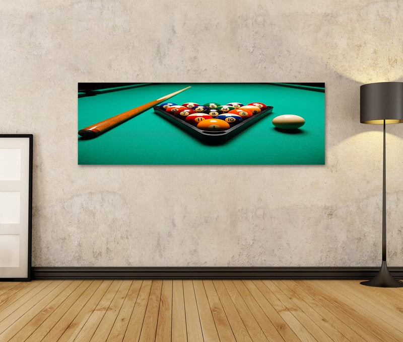 Bild auf Leinwand Billard Tisch Billardkugeln Snooker Wandbild Poster Kunstdruck Bilder Format: 120x