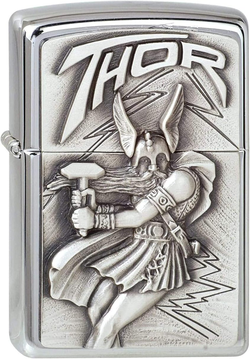 Zippo Feuerzeug 1300098 Viking Thor Emblem Benzinfeuerzeug, Messing,Chrome VikingT hor, VikingT hor