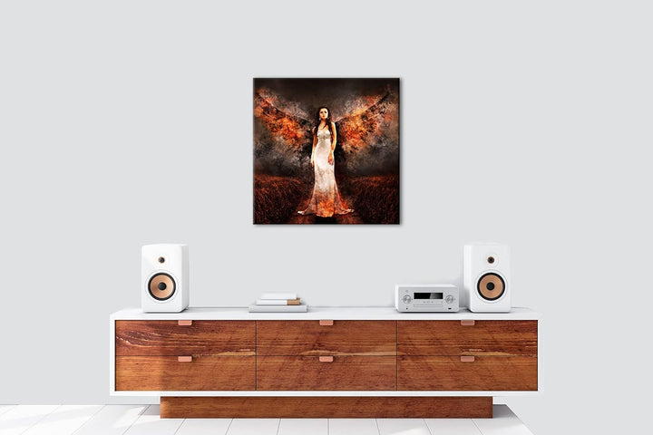 deyoli feuriger Engel Format: 60x60 als Leinwandbild, Motiv fertig gerahmt auf Echtholzrahmen, Hochw